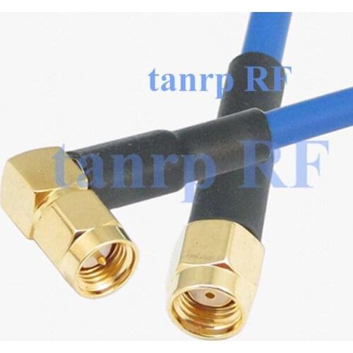 15CM coax Flexible blue jacket jumper extension cable RG402 6inch SMA male plug right angle to RP SMA male RF adapter connector