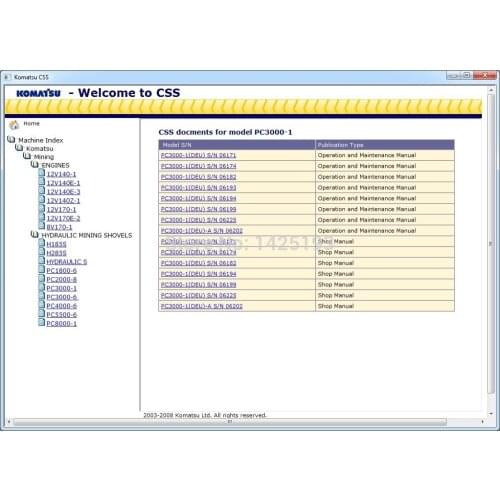 Komatsu CSS Mining Shovels Shop Manuals