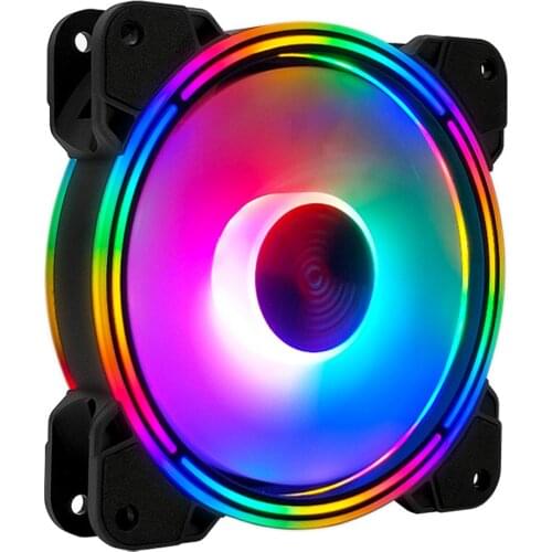 COOLMOON 120mm PC Computer Case Fan Ultra Silent RGB Cooling Fan 12V Large 4 Pin Cooler Heatsink Radiator for Computer Chassis