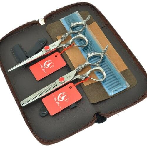 Meisha 6.0" Dragon Handle Barber Hair Cutting Thinning Shears Salon Japan 440C Hairdressing Scissors Set Hair Clippers A0102A