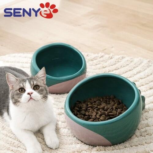 Cute Dinosaur Shape Bowl Ceramic Bowl High Capacity Non-slip Drinking Water Feeding Bowl Pet Supplies