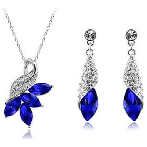 MISANANRYNE 2017 Women Gift vintage luxury 6 Colors Austrian crystal Color Lovely Peacock Necklace Earrings jewelry sets