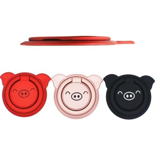 Cartoon Pig Ultra-thin Oval Mobile Phone Ring Buckle Desktop Stand Magnetic Phone Support Holders Round Stand Brackets