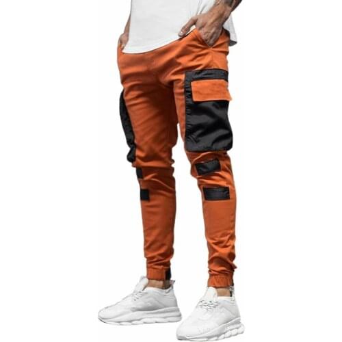 50%HOT Men Autumn Winter Pocket Patchwork Jogger Trousers Long Cargo Pants Streetwear