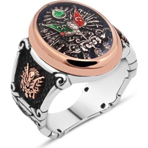 Cabochons Ottoman State Crested Silver Men 'S Ring