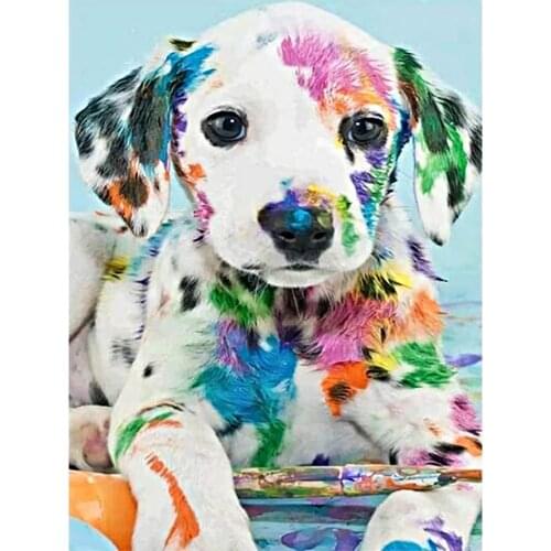 DIY 5D Diamond Painting Kits for Adults Full Drill Diamond Painting Crystal Diamond Crafts for Home Wall Decor Colorful Dog