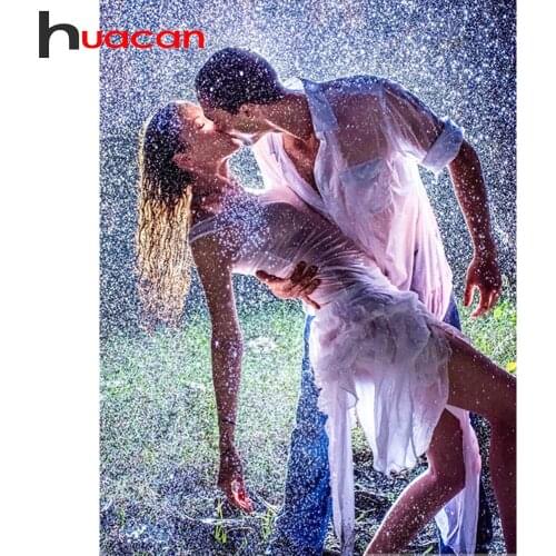 Huacan Diamond Mosaic Portrait Cross Stitch Kit Diamond Embroidery Woman And Man Diamond Painting Accessories Home Decoration