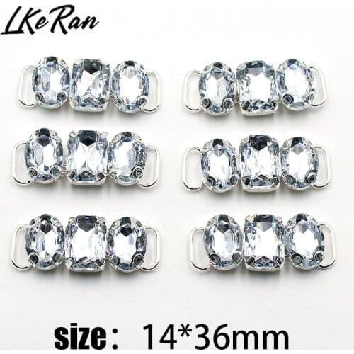 NEW 10Pcs 14*36mm Clear Acrylic Decorative Buckle/Metal Chain For Sew on Shoelace Garment Accessories