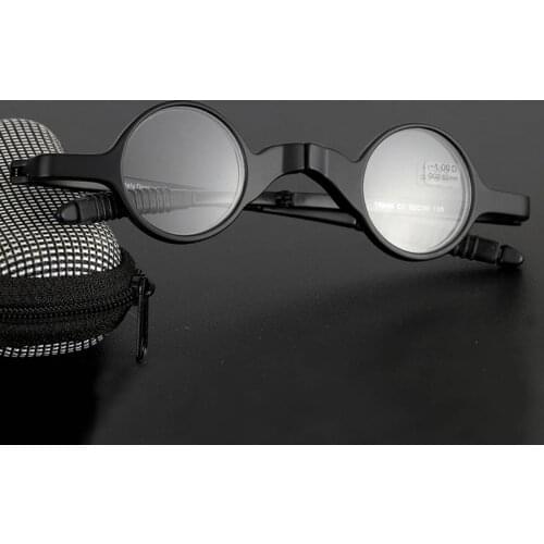 New Folding Reading Glasses Men Black Small Round Eyewear TR90 Opitcal Ultra Light Portable Ladies Round Glasses With Case