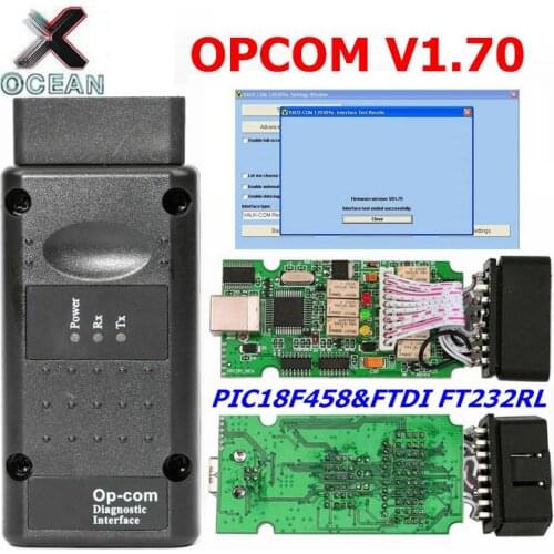OPCOM for Opel V1.70 with PIC18F458 FTDI FT232RL Chip op-com OBD2 Auto Diagnostic tool OP COM CAN BUS Interface OBD scanner