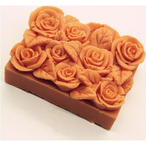 Wholesale 3D Roses Soap Mold Handmade Square Silicone Soap Molds for Cake Chocolate Baking Mould