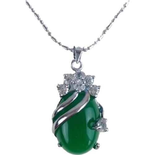 KYSZDL Fashion 925 Sterling Silver Green stone Pendant Jewelry Necklace&Pendant Zircon Necklace Accessories Women Jewelry PD060