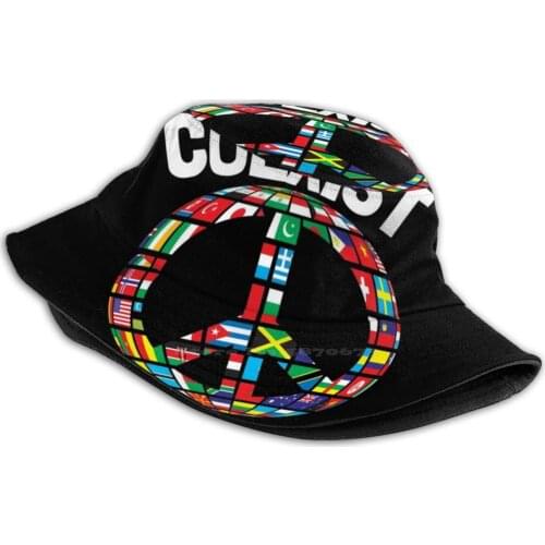 Coexist In Peace Pattern Design Printed Travel Bucket Hats Coexist Peace Religion World Christianity Judaism Love Faith Islam