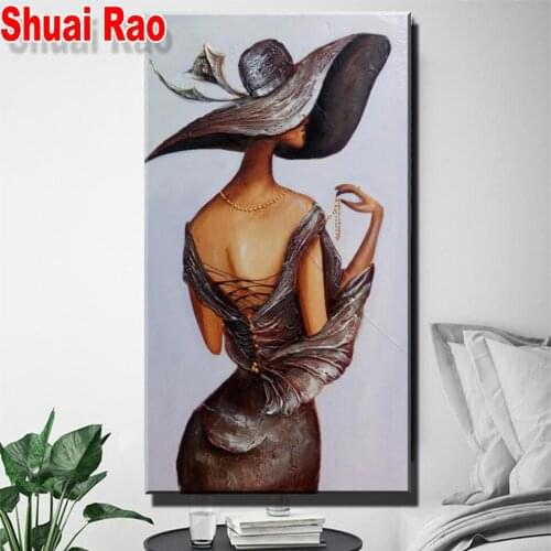Full,Square/Round Diamond painting Fantasy exquisite Lady 3d picture of rhinestone Large Size,mosaic full embroidery,hat Woman