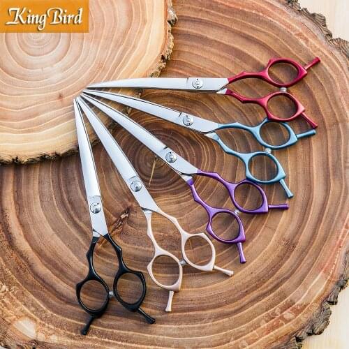 Professional Dog Curved Shears 6.5 Inch Dog Curved Scissors Pet Grooming Scissors Purple Red Black Blue Golden Kingbird NEW