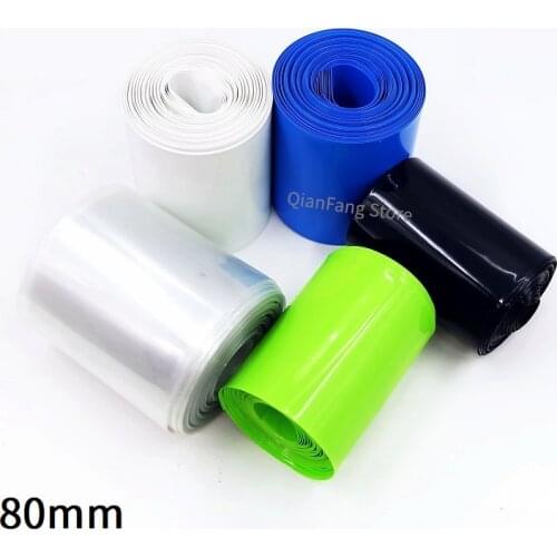 PVC Heat Shrink Tube 80mm Width Blue Multicolor Shrinkable Cable Sleeve Sheath Pack Cover for 18650 Lithium Battery Film Wrap