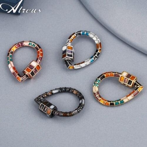 Luxury Drop Shape Lock Hook Copper Dripping Oil Spiral Clasp Fastener Necklace Bracelet Accessories For DIY Woman Jewelry Making