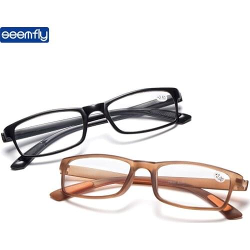 Seemfly Fashion Ultralight Reading Glasses Retro Square Antifatigue Presbyopia Eyeglasses For Women And Men With Degree +1.0 4.0