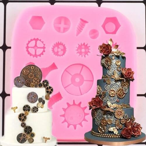 Gears Gear wheel Silicone Molds DIY Party Cake Decorating Tools Cake Border Fondant Mould Candy Resin Clay Chocolate Molds