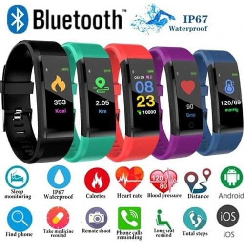 KLW Smart Watch 2021 Health Bracelet 115Plus Heart Rate Blood Pressure Smart Band 5 Fitness Tracker Bluetooth Wristband