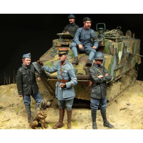[tuskmodel] 1 35 scale resin model figures kit WW1 French tank crewman BIG SET 5 figures