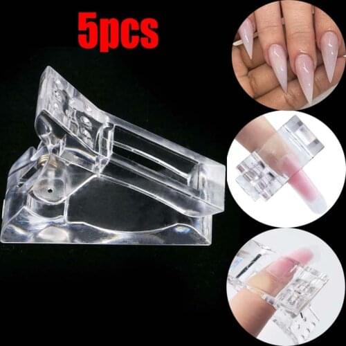 5PCS Nail Art Extension Gel Fixed Clip Clear Gel Quick Building Nail Tips Clips Nails Extension UV LED Tweezers Nail Art Tools