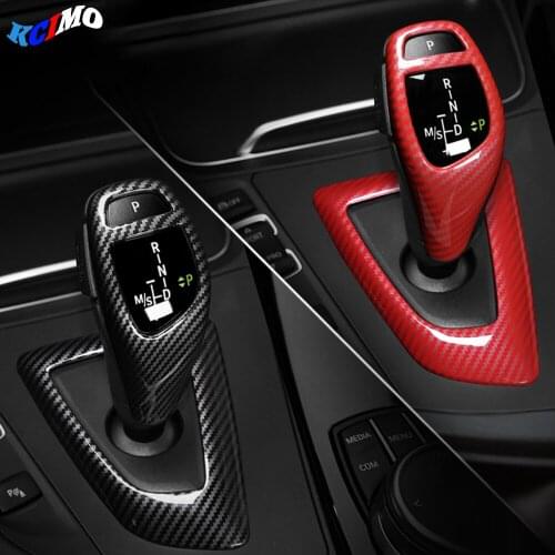 Carbon Fiber Style Gear Shift Handle Sleeve Button Cover Stickers For BMW F20 F30 f10 f32 F25 X5 F15 X6 F16 Interior Accessories
