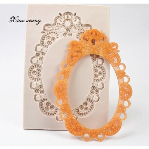 DIY Silicone Vintage Mirror Frame Cake Fondant Mold Birthday Wedding Cake Decorating Mold Bakeware Kitchen Baking Tools FM1475