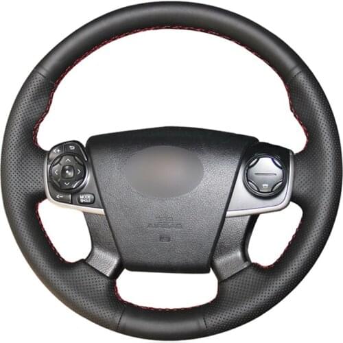 Hand-stitched DIY PU Artificial Leather Car Steering Wheel Cover for Toyota Camry 2012 2013 2014
