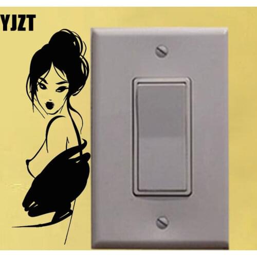 YJZT Sexy Naked Girl Geisha Fashion Light Switch Girl Room Home Decoration Sticker 8SS-2580