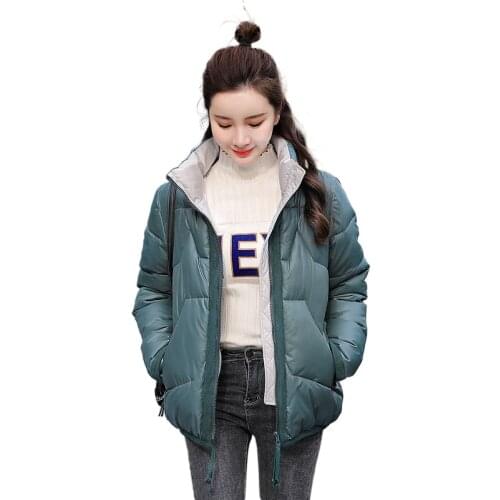 2021 Winter Jacket women Plus Size Womens Parkas Thicken Outerwear Stand collar Coats Short Female Slim Cotton padded basic tops