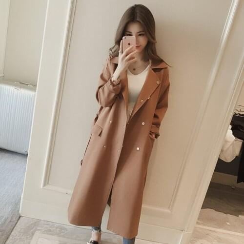 Autumn Spring Long Trench Women Plus Size Fall Ladies Windbreaker White Black Brick Red Large Size Coat Jacket Trend