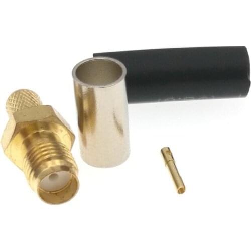 100PCS RF Coax Connector Socket SMA Female Jack Crimp for LMR195 RG58 RG142 RG223 RG400 Cable Plug Gold Coaxial