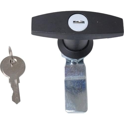 2pcs T Handles Door Latch Lock and Keys Set for Bottom & Side hinged Doors. Compatible Handle Hardware Parts - Chrome+Black