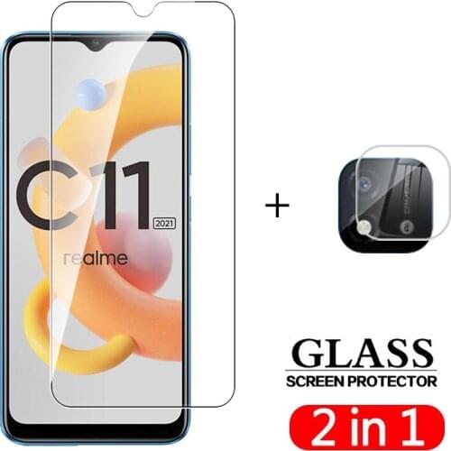 2 in 1 for oppo realme c11 full screen protector tempered glass for oppo realme c15 c21 ralme c11 with camera lens film