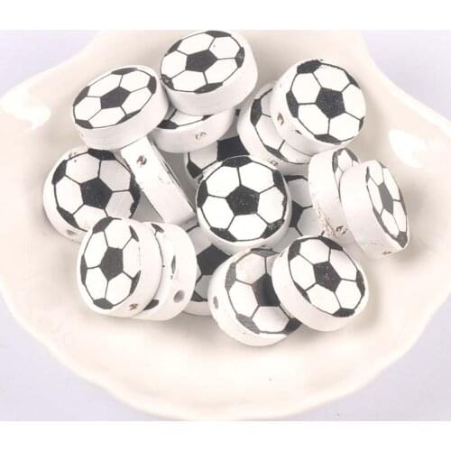30pcs Football Oblate circle Wooden Spacer Beads For DIY Jewelry making For Pacifier Clip Accessories 19mm MT2244