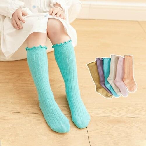 6Pairs/lot Spring Summer Baby Girls Socks Korean Fashion Solid Candy Color Cotton Kids Socks for 1-8Years Children