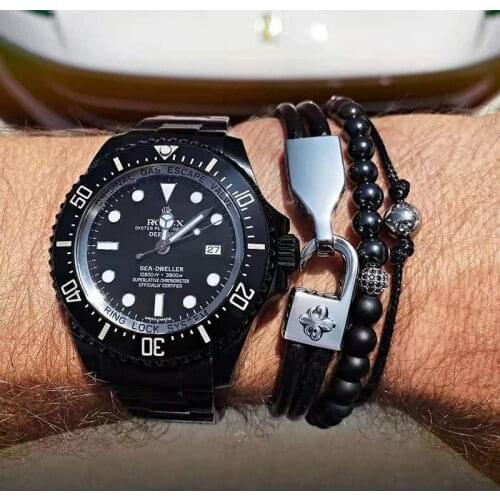 Black Beads Charm Bracelet CZ Ball Men Bracelets For Women Crown Pulsera Hombre Pulseiras Masculina Handmade Mens Accessories