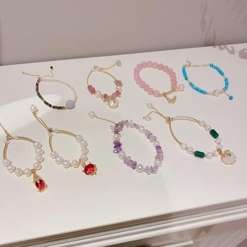 Golden Plating Pearl Opal Bracelet Bracelets for Women Charm His and Hers Simple Temperament Sweet Girl Heart Jewelry