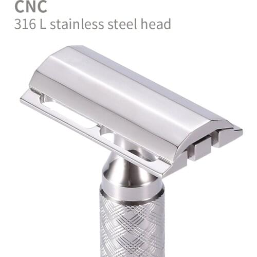 CNC 316L Pure Stainless Steel Double Edge Safety Razor Head 5 Sides