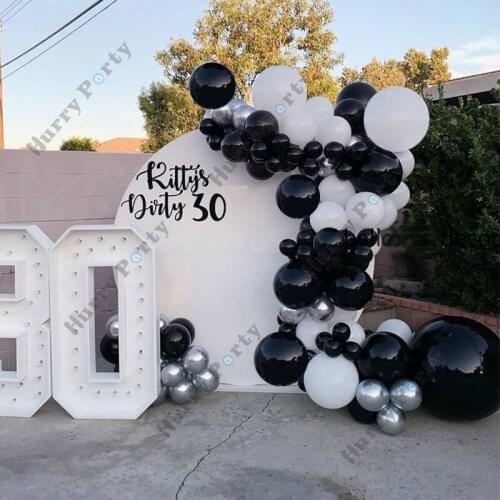 Adult Kids Happy Birthday Party Decoration Accessories Black White Balloon Garland Wedding Decorations Bride To Be Supplies