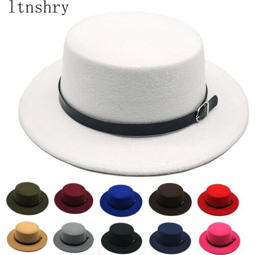 New Felt Hat Men Fedora Hats with Belt Women Vintage Trilby Caps Wool Fedora Warm Jazz Hat Chapeau Femme feutre Panaman hat