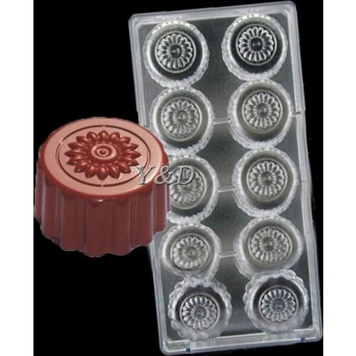 Moon Cake Flower Shape 3 D Plastic Hard Inject Polycarbonate PC Chocolate Mold Ice Jelly Candy Mould