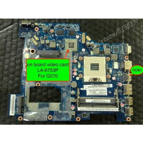 Working perfectly PIWG2 LA-6753P G570 Motherboard For Lenovo G570 Laptop
