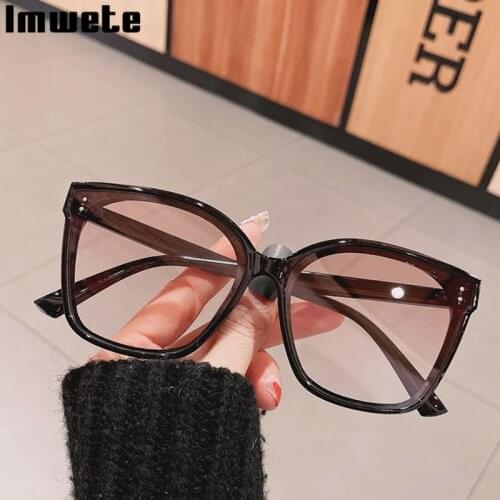 Imwete Women Sunglasses 2021 New Big Frame Sun Glasses Men Gradient Eyewear Fashionable Decoration Anti-Ultraviolet Unisex UV400