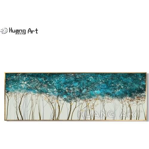 Hot Selling Artist Hand-painted High Quality Abstract Tree Landscape Oil Painting on Canvas Birch Forest Landscape Wall Painting