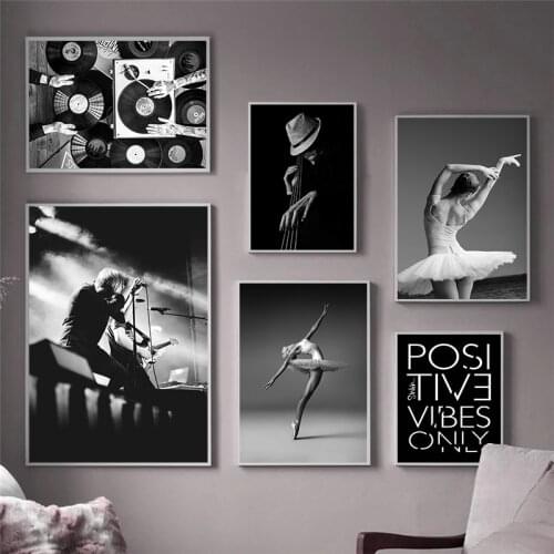 Black and White Style Picture Home Decor Wall Art Canvas Painting Nordic Figure Musical Posters and Prints for Dormitory Design