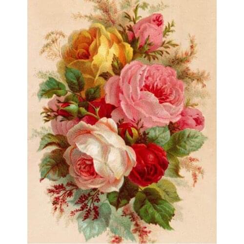Diy Diamond Painting Full Square Round Drill Beautiful Vintage Roses Bouquet Picture Of Rhinestone Embroidery Sale FlowerZP-2833