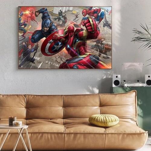 Marvel Classic Movie Avengers Canvas Paintings Superhero Comics Poster and Print Wall Art Picture for Kid Living Room Home Decor