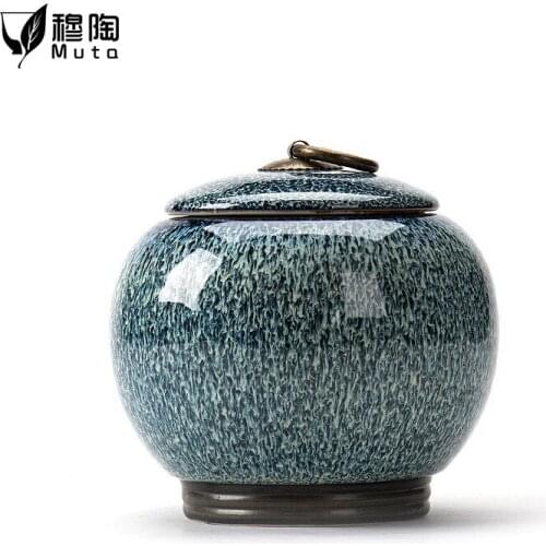 Ceramic Tea Caddy Moisture-Proof Kitchen Food Sealed Storage Tank Portable Travel Packaging Gift Box Canister Spice Jar small